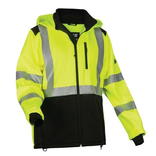 M Lime Hi-Vis Softshell Water-Resistant Jacket, Glowear By Ergodyne, Mfr#: 8353